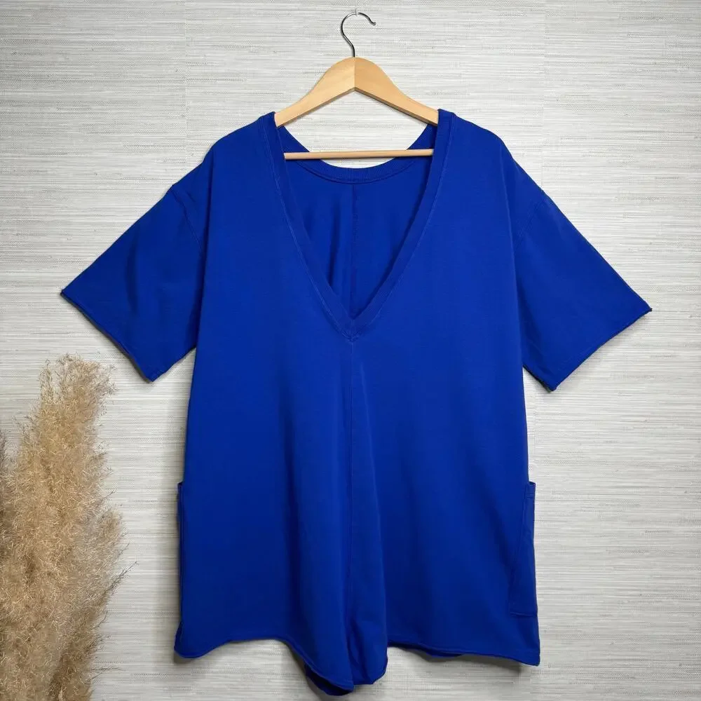 Free People hot shot tee romper one-piece onesie jumpsuit cotton v-neck Small